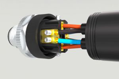 CAZN | Conector montado de entrada dupla M12 (atende facilmente às necessidades de caixas IO para conexões de fio duplo)