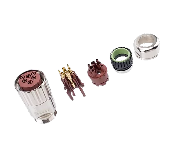 Plugue montado de metal fêmea reto de sinal M40 (crimpagem)