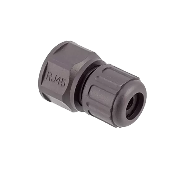 Plugue plástico macho reto RJ45 (rosqueado)