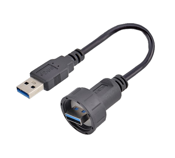 USB macho para macho sobremoldado com cabo (rosqueado)