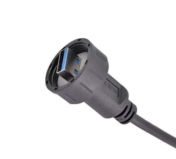 USB macho para macho sobremoldado com cabo (rosqueado)